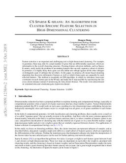 CS Sparse K-means: An Algorithm for Cluster-Specific Feature Selection
  in High-Dimensional Clustering