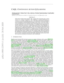 CAQL: Continuous Action Q-Learning