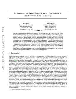 Playing Atari Ball Games with Hierarchical Reinforcement Learning