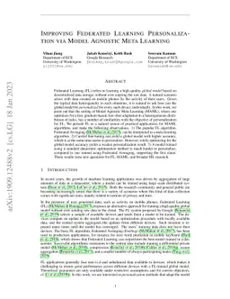 Improving Federated Learning Personalization via Model Agnostic Meta
  Learning