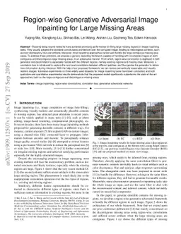 Region-wise Generative Adversarial ImageInpainting for Large Missing
  Areas