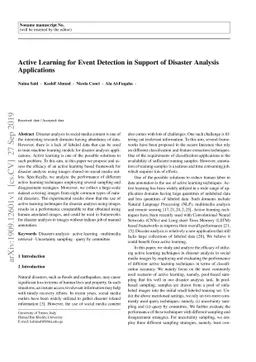 Active Learning for Event Detection in Support of Disaster Analysis
  Applications