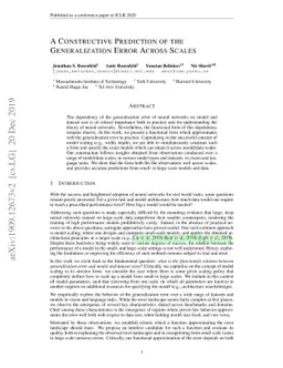 A Constructive Prediction of the Generalization Error Across Scales