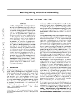 Alleviating Privacy Attacks via Causal Learning