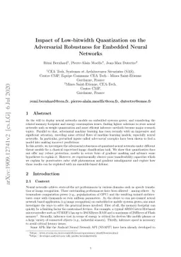Impact of Low-bitwidth Quantization on the Adversarial Robustness for
  Embedded Neural Networks
