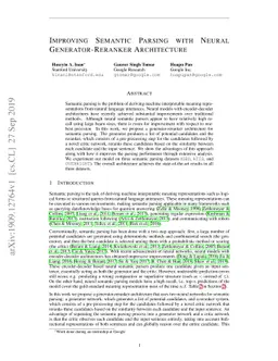 Improving Semantic Parsing with Neural Generator-Reranker Architecture