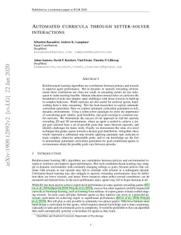 Automated curricula through setter-solver interactions