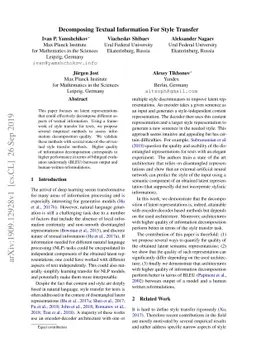 Decomposing Textual Information For Style Transfer