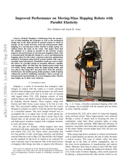 Improved Performance on Moving-Mass Hopping Robots with Parallel
  Elasticity