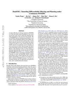 DualSMC: Tunneling Differentiable Filtering and Planning under
  Continuous POMDPs