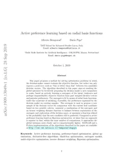 Active preference learning based on radial basis functions