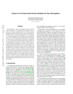 Feature Level Fusion from Facial Attributes for Face Recognition