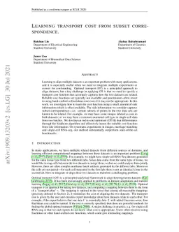 Learning transport cost from subset correspondence