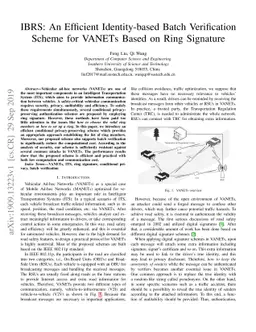 IBRS: An Efficient Identity-based Batch Verification Scheme for VANETs
  Based on Ring Signature