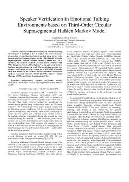 Speaker Verification in Emotional Talking Environments based on
  Third-Order Circular Suprasegmental Hidden Markov Model