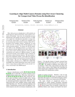 Learning to Align Multi-Camera Domains using Part-Aware Clustering for
  Unsupervised Video Person Re-Identification
