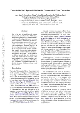 Controllable Data Synthesis Method for Grammatical Error Correction