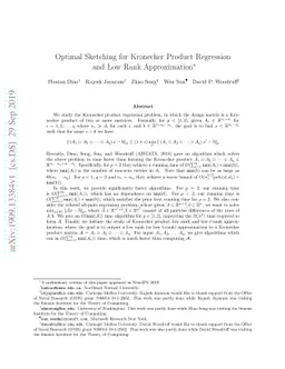Optimal Sketching for Kronecker Product Regression and Low Rank
  Approximation