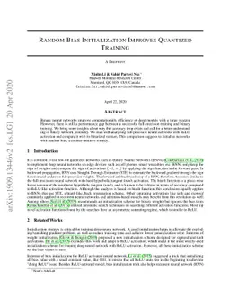Random Bias Initialization Improves Quantized Training