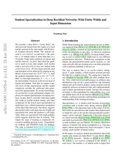 Student Specialization in Deep ReLU Networks With Finite Width and Input
  Dimension