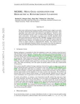 MGHRL: Meta Goal-generation for Hierarchical Reinforcement Learning