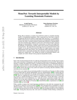 MonoNet: Towards Interpretable Models by Learning Monotonic Features