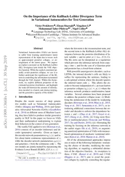 On the Importance of the Kullback-Leibler Divergence Term in Variational
  Autoencoders for Text Generation