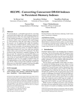 RECIPE : Converting Concurrent DRAM Indexes to Persistent-Memory Indexes