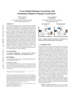 Cross-Modal Subspace Learning with Scheduled Adaptive Margin Constraints
