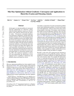 Min-Max Optimization without Gradients: Convergence and Applications to
  Adversarial ML