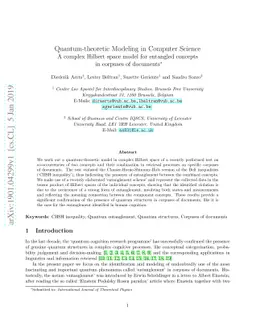 Quantum-theoretic Modeling in Computer Science A complex Hilbert space
  model for entangled concepts in corpuses of documents