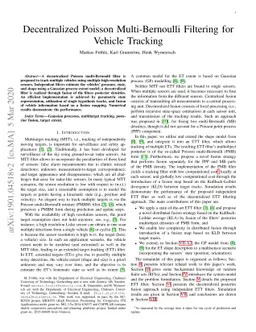 Decentralized Poisson Multi-Bernoulli Filtering for Vehicle Tracking