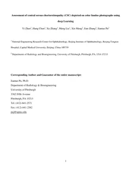 Assessment of central serous chorioretinopathy (CSC) depicted on color
  fundus photographs using deep Learning