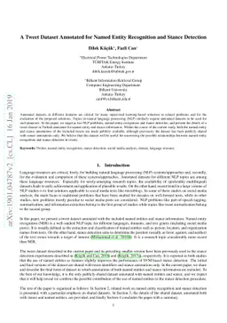 A Tweet Dataset Annotated for Named Entity Recognition and Stance
  Detection