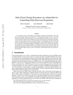 Only Closed Testing Procedures are Admissible for Controlling False
  Discovery Proportions