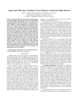 Large-Scale Joint Topic, Sentiment & User Preference Analysis for Online
  Reviews