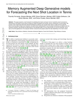 Memory Augmented Deep Generative models for Forecasting the Next Shot
  Location in Tennis