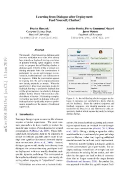 Learning from Dialogue after Deployment: Feed Yourself, Chatbot!