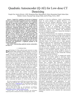 Quadratic Autoencoder (Q-AE) for Low-dose CT Denoising