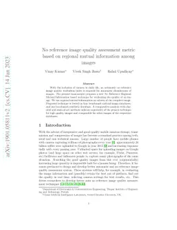 No reference image quality assessment metric based on regional mutual
  information among images