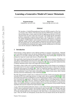 Learning a Generative Model of Cancer Metastasis