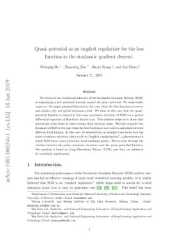 Quasi-potential as an implicit regularizer for the loss function in the
  stochastic gradient descent