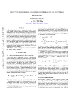 Splitting Methods for Convex Bi-Clustering and Co-Clustering