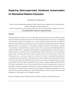 Exploring Semi-supervised Variational Autoencoders for Biomedical
  Relation Extraction
