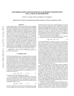 Linearized ADMM and Fast Nonlocal Denoising for Efficient Plug-and-Play
  Restoration