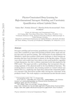 Physics-Constrained Deep Learning for High-dimensional Surrogate
  Modeling and Uncertainty Quantification without Labeled Data