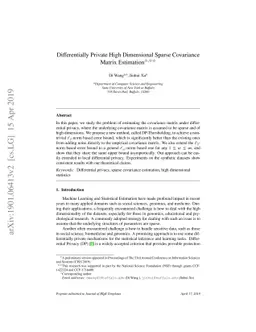 Differentially Private High Dimensional Sparse Covariance Matrix
  Estimation
