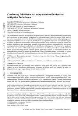 Combating Fake News: A Survey on Identification and Mitigation
  Techniques