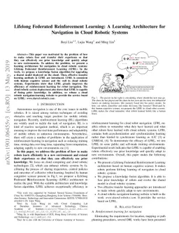 Lifelong Federated Reinforcement Learning: A Learning Architecture for
  Navigation in Cloud Robotic Systems