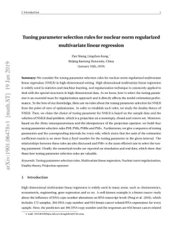Tuning parameter selection rules for nuclear norm regularized
  multivariate linear regression